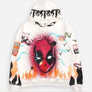 CIVIL REGIME - Deadpool Airbrush Hoodie in Butter XXL